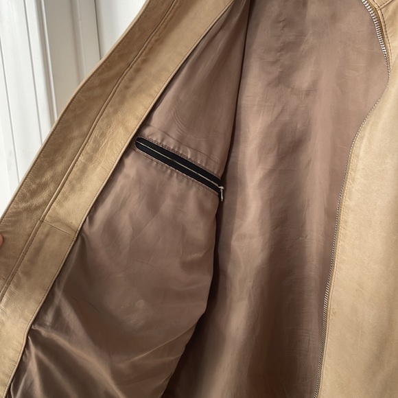Light brown Gap men’s leather jacket sz Large - Picture 3 of 7